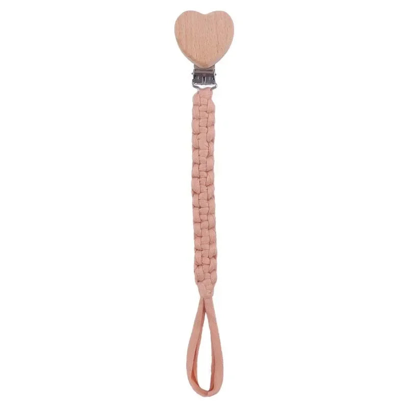 Custom Name Cloth Weaving Wooden Personalized Baby Pacifier Chain Dummy Nipple Holder Guard Teether Pendant  Newborn Gift Stuff