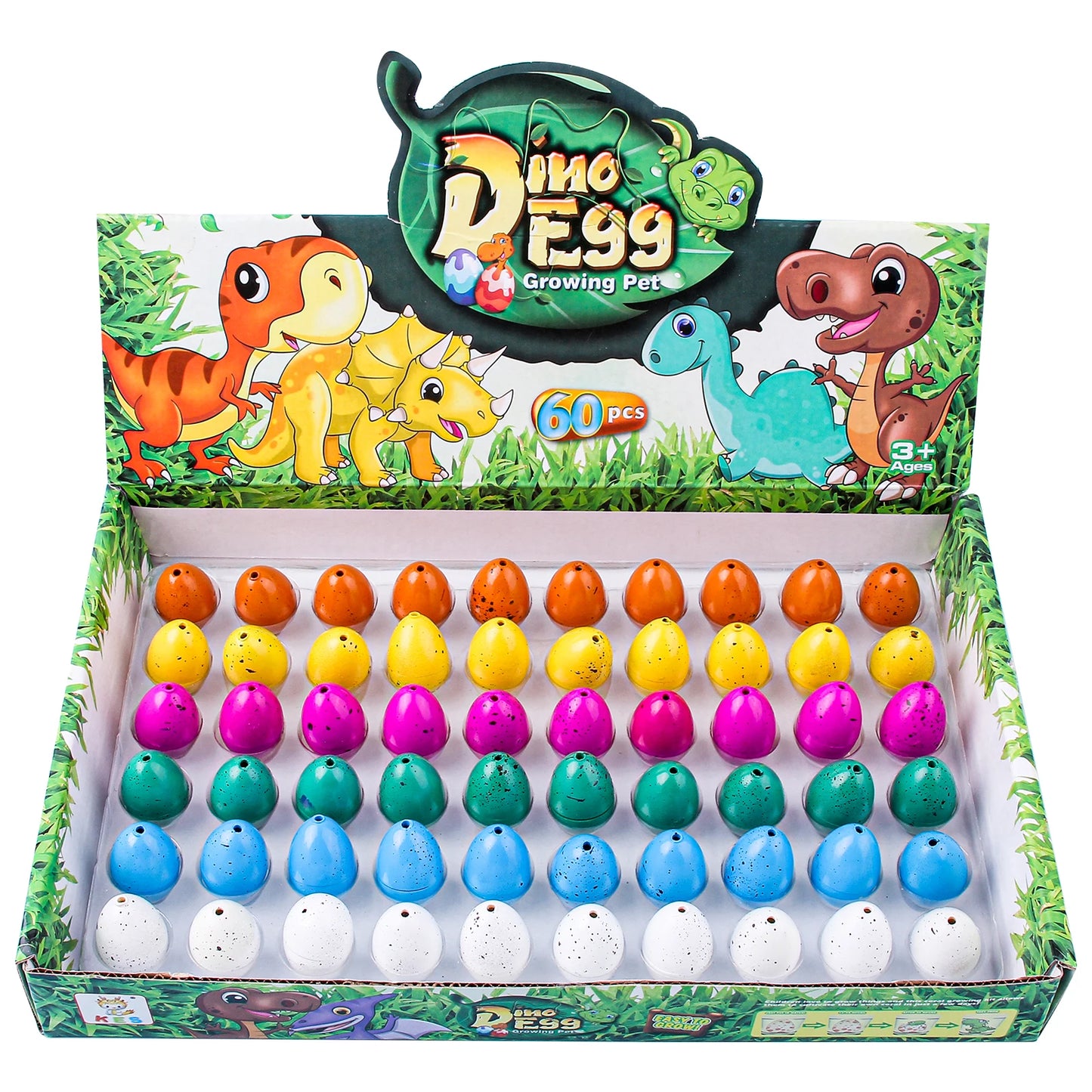 Sunpao 60pcs Magic Dinosaur Eggs Hatching in Water Growing Dinosaur Egg Animal Breeding Educational Toys for Children Kids Gifts