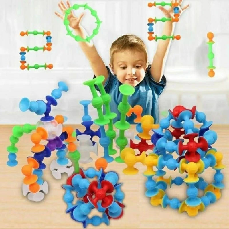 DIY Soft TPR Building Block Suction Cups Interesting Educational Construction Toys Children's Gifts Creative Assembly Toys
