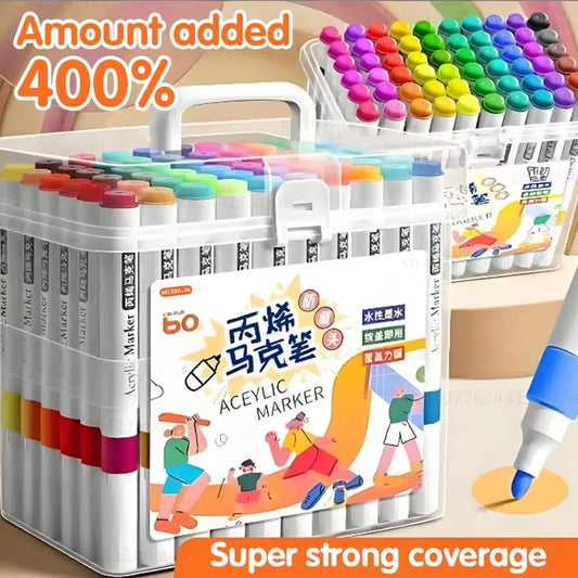 Markers Paper-friendly No Peeling Water-based 60/12 Colors Fine Tips Coloring Markers for Adult Coloring Books for Kids Adults