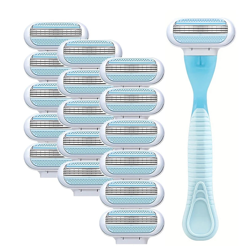 1 Handle + 4/8 Blade Women Safety Razor Blades Face/ Leg/ Armpit/ Bikini Beauty Hair Removal Shaving Compatible Venus Shaver
