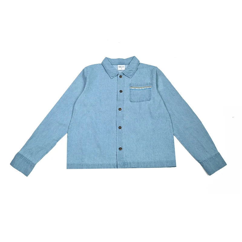 Summer kids clothes denim blue boy and girl dress t-shirt top set baby romper skirt colorful embroidery stripes children outfit