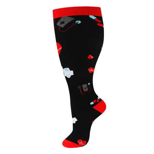 2XL-4XL Plus Size Compression Socks for Women Men 20-30 mmHg Wide Calf Extra Large Knee High Flight Sock for Circulation Support