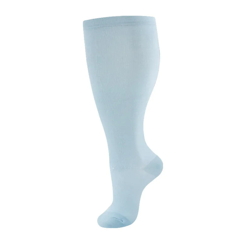 2XL-4XL Plus Size Compression Socks for Women Men 20-30 mmHg Wide Calf Extra Large Knee High Flight Sock for Circulation Support