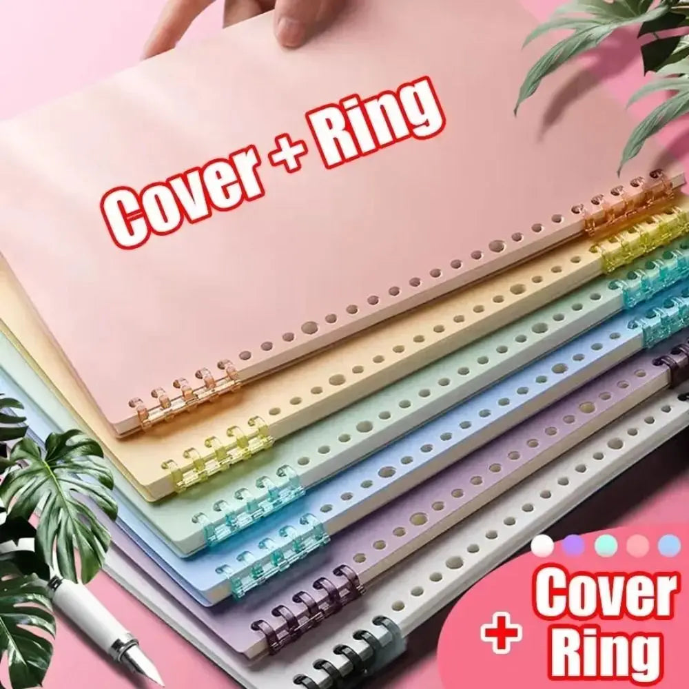 4Pcs PP Loose-leaf Book Cover A4 A5 B5 Transparent DIY Loose Leaf Notebook Colorful Binder Spiral Ring Office School Supplies
