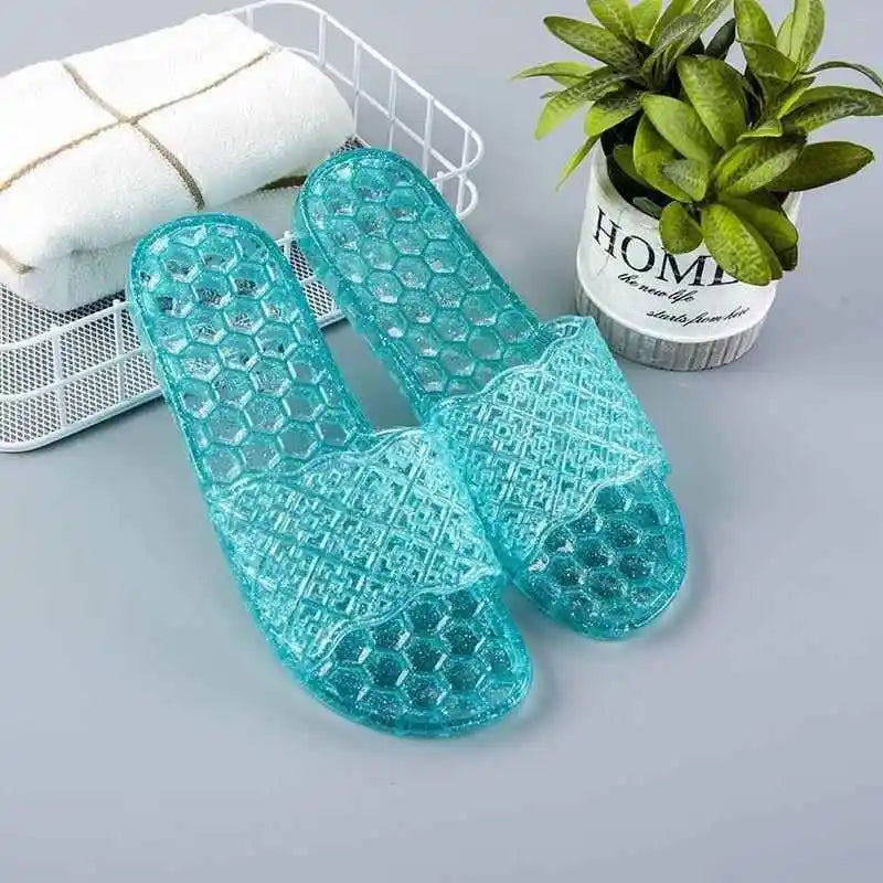 Classic Plastic Mom Slippers Women's Outdoor Fashionable Non-Smelly Old-Style Crystal Jelly Slippers Home Comfortable Sandals