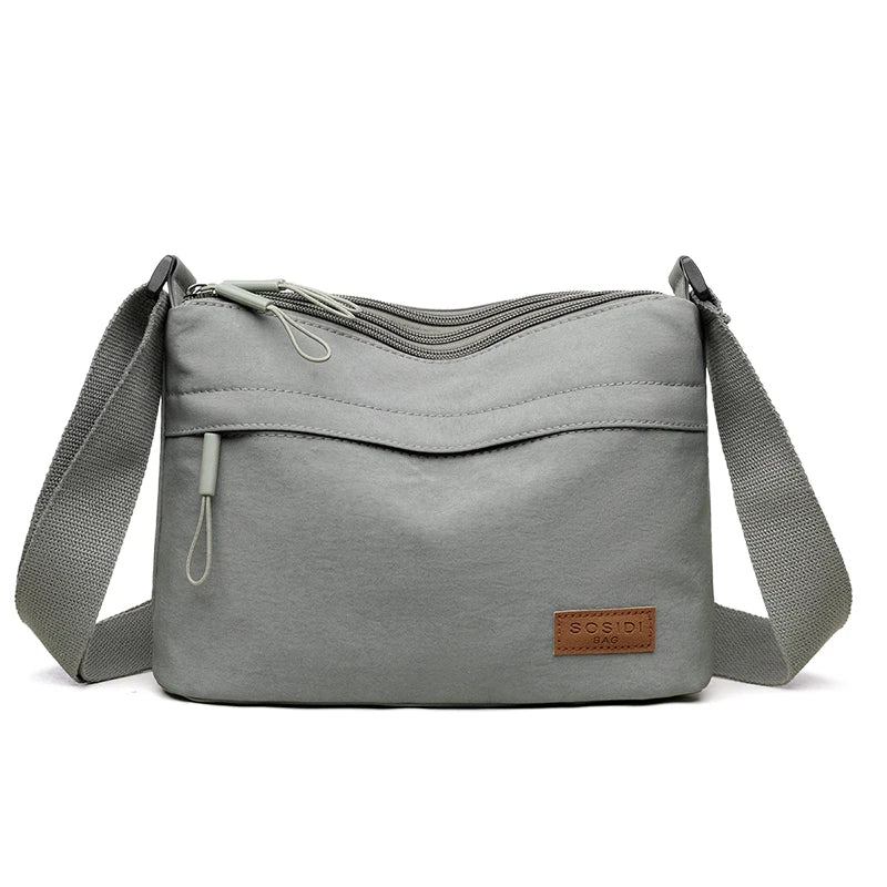 Women's Large Capacity Nylon Crossbody Bag -3 Main Pockets Spacious Shoulder Purse for Shopping & Daily Use