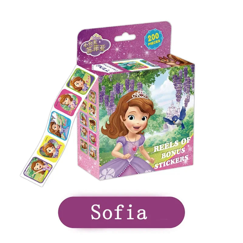 200Pcs/Box Disney Stickers Removable Cartoon Frozen Mickey Sofia Princess DIY Sticker Kids Girl Children Toys Birthday Gifts