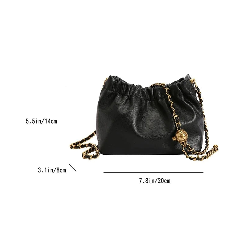 Women Chain Shoulder Bag Versatile Crossbody Tote Bag Casual Pleatd Hobo Bag Satchel Sling Bag Girl Stylish Purse