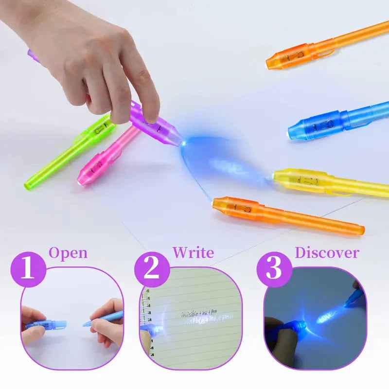 10 Pack of Invisible Ink Pens Magic Pen With UV Light The Handwriting Can Disappear, Suitable for Children's Party Gifts, Classr