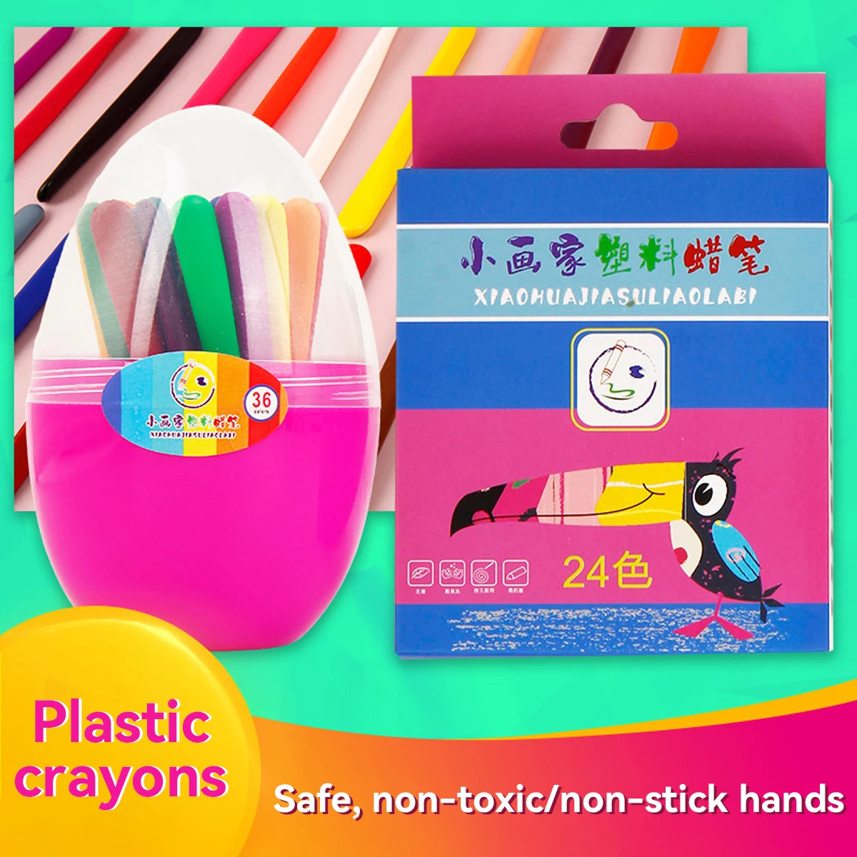 6/12/24/36 Colors  Non-Dirty Hands Plastic Crayon Erasable Painting Tools Triangular Children Wax Pencil Graffiti Oil Stick