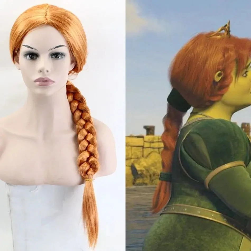 Princess Fiona Cosplay Costume Anime Shrek Wife Green Fiona Cos Dress Wigs Outfit ForLadies Women Long Dress Halloween Headgear