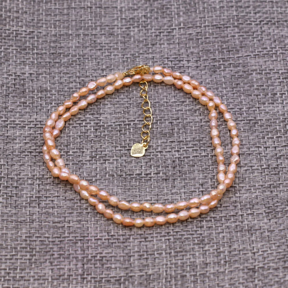 AA Natural Freshwater Pearl Necklace Rice Shape Pearls Jewelry for Women Wedding Gifts Fashion Copper Chain Chokers Necklace