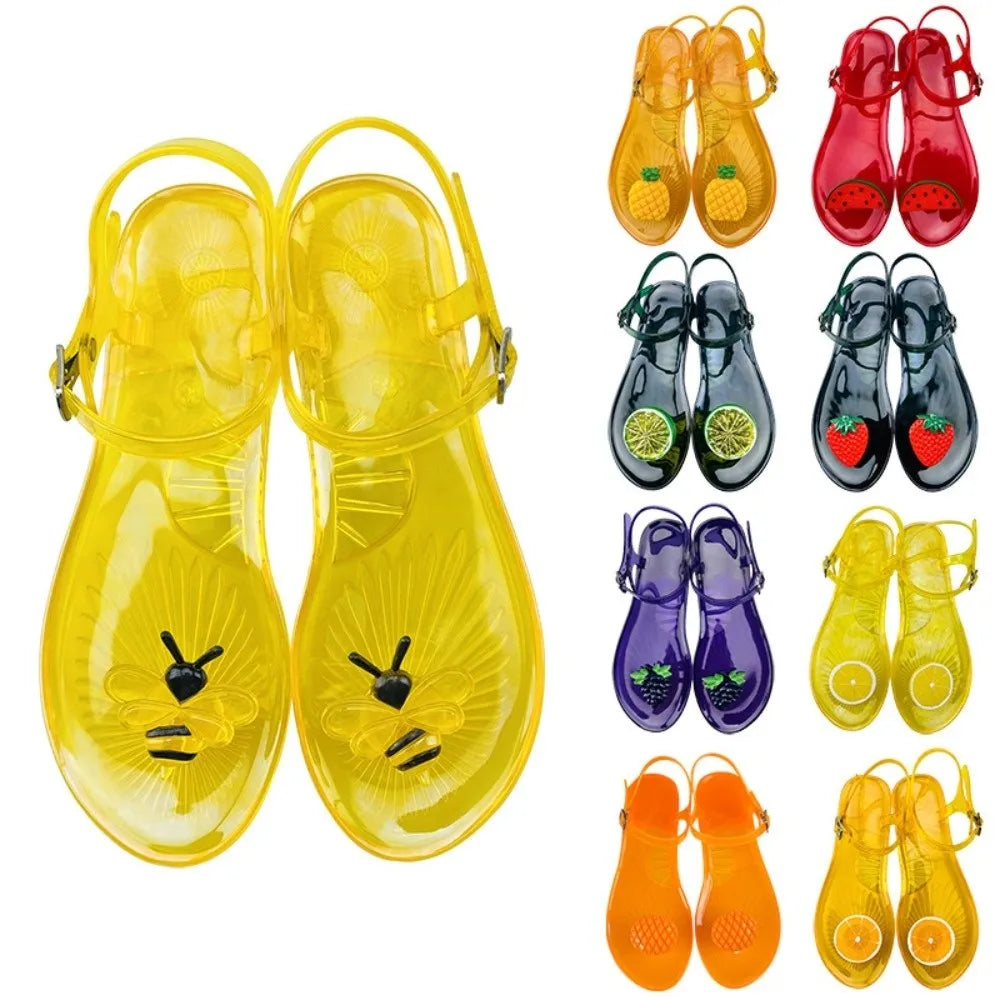 Watermelon Jelly Fruits Sandals Mango Grape Bee Lemon Orange Korean Style Slippers Soft PVC Bottom Non Slip