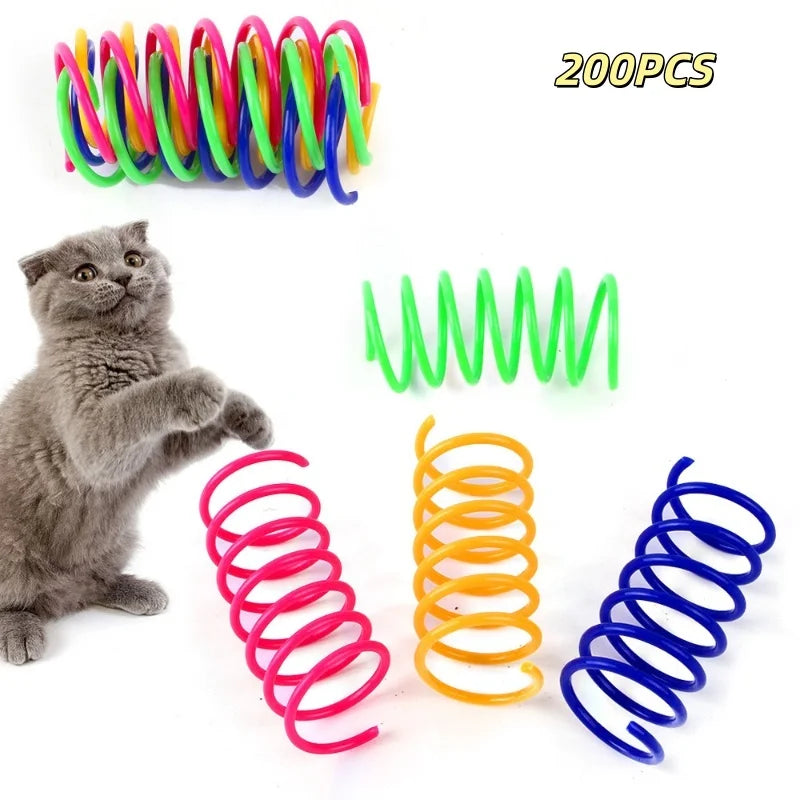 Colorful Plastic Spring Cat Toy Jumping Interactive Pet Supplies Scratch-Resistant Bite-Resistant for Cats