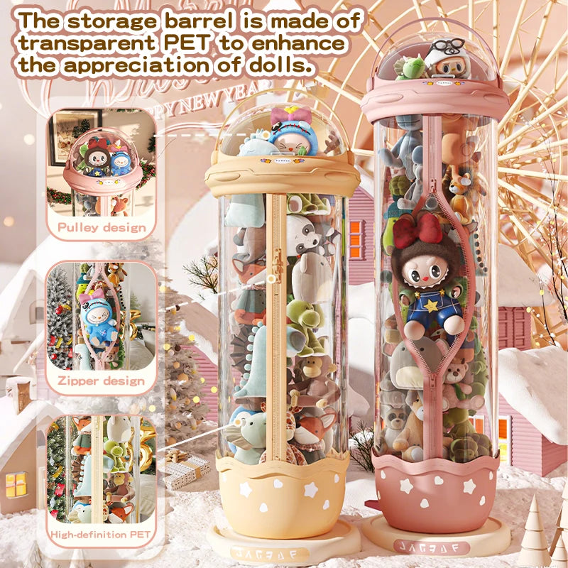 Astronaut Doll Storage Box Children's Plush Toys Storage Boxes Transparent Plastic Stuffed Home Storages Organization Zipper Bin