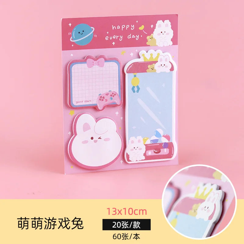 60sheets Sticky Notes Cute Cartoon Colorful Memo Pad Ins Kawaii Stationery Posted Tabs Its Memo Message Paper School Supplies