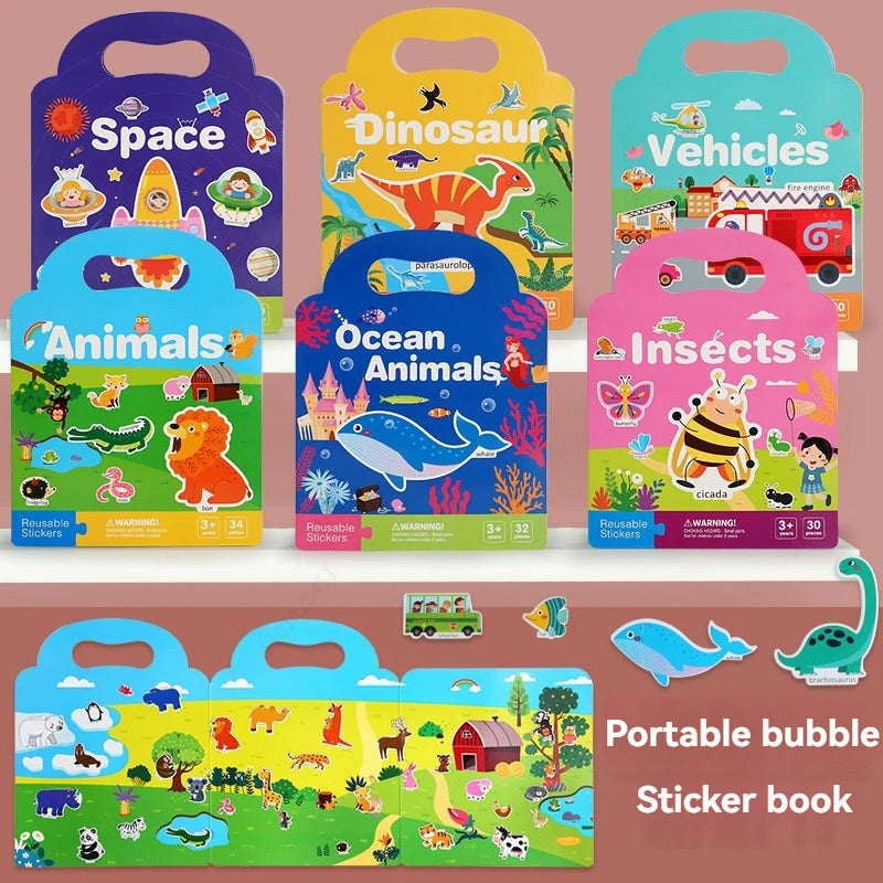 Reusable Sticker Book for Kids Vehicles Truck Stickers Educational Learning Travel Stickers Activity Books for Toddler Girls Boy