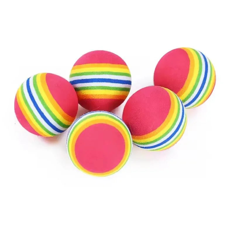 5/10PCS Rainbow EVA Pet Toy Balls Soft Lightweight Interactive Scratch Chew Rattle Balls for Cat Dog Playing Training Pet