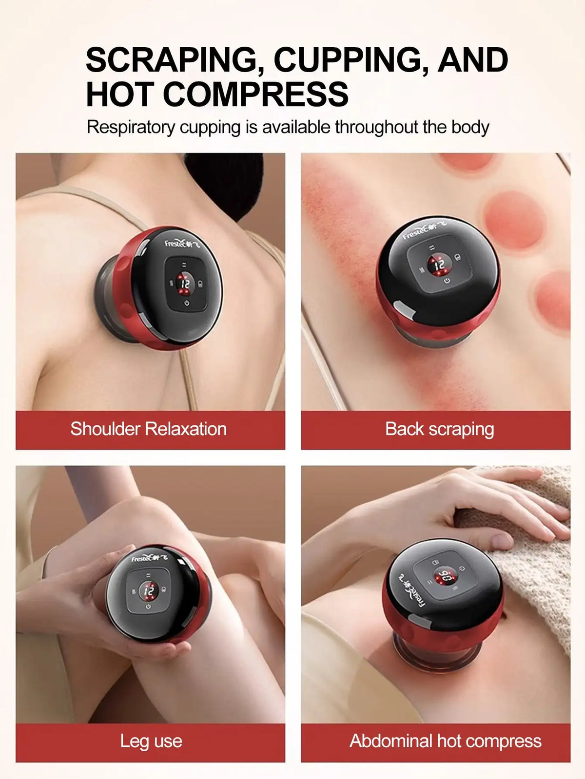Electric Vacuum Cupping, Scraping, Skin Massage Device, Body Heating, Scraping, Suction Cup Treatment Set, Health and Portabilit