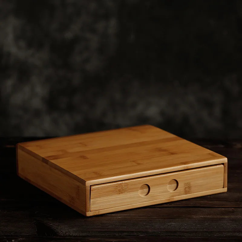 Bamboo Tea Box Puerh Tea Cake Box Simple Storage Organizer Multi-layer Tea Leaf Boxes Home Gift