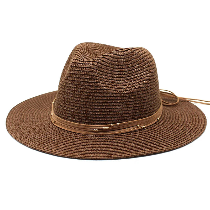 Big Size 60CM New Straw Hat 7cm Brim Summer Cooling Beach Sun Hat Outdoor Party Panama Jazz Hat Sombreros De Mujer