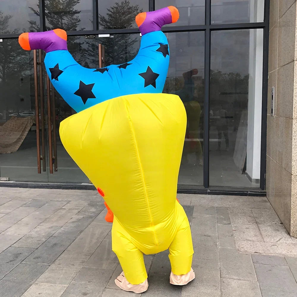 Inflatable Handstand Clown Costume – Funny Blow-Up Suit for Adults, 150–195 cm