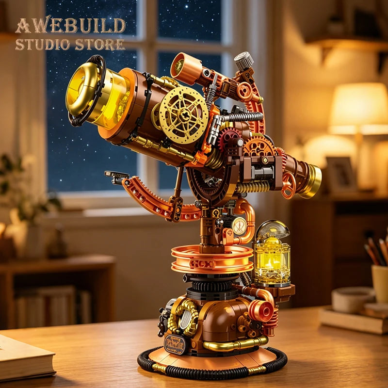 NEW Steampunk Telescope Model Building Blocks Model 797Pcs Retro Mecha MOC Bricks Assembly DIY Puzzle Toys STEM Gifts Home Decor