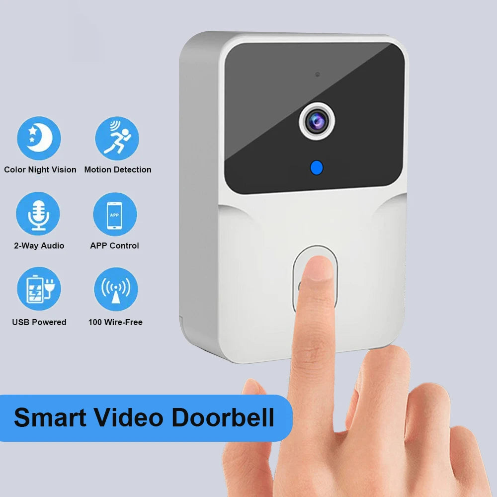 Wireless Video Doorbell Camera, WiFi Two-way Talk Doorbell with IR Night Vision, Smart Home Security Surveillance Monitor