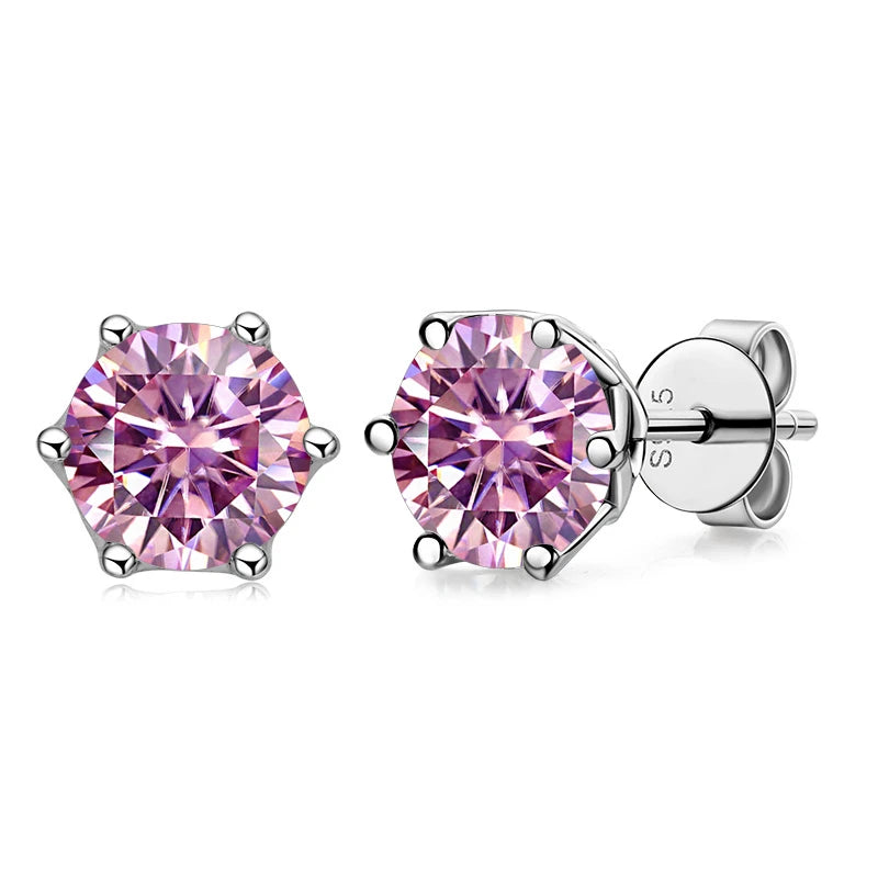 JoyceJelly 1/2/4CT VVS D Color Moissanite Russian Cut 8H8A Lab Diamond Stud Earrings For Women S925 Sterling Silver Fine Jewelry