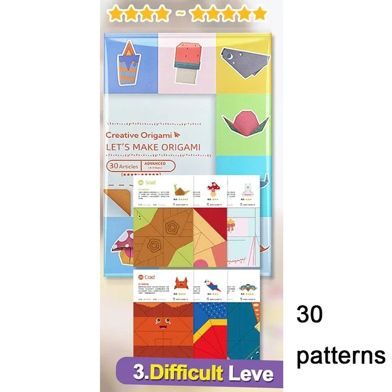 Origami Kit with 30/96 Sheets Paper & Guide Book, DIY Craft Art for Beginners kids，Multiple difficulty level challenges
