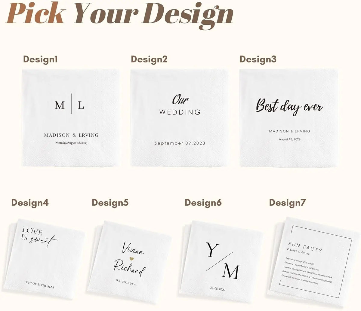 Personalized Paper Napkins Disposable Custom Wedding Napkins of Your Text for Party Birthday Wedding Cocktail Baby Shower Decor