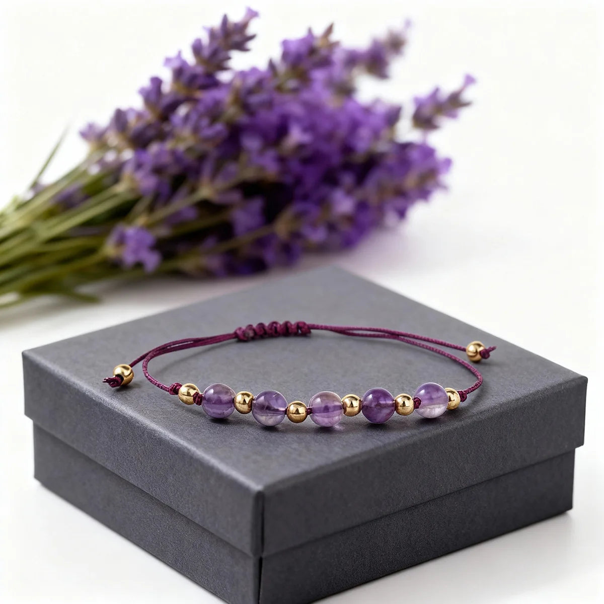 Gemstone Bracelet  Amethyst Bracelet Natural Bead String Woven Crystal Amethyst Bracelets
