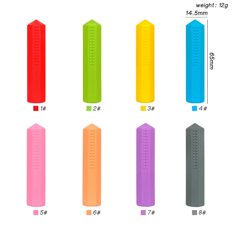 5PCS Silicone Pencil Topper Fun Silicone Baby Teether Pencil Cap Sensory Toy for Kids Children Autism ADHD Chew Tools