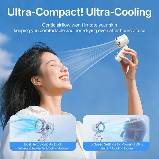Rechargeable Hat Clip Fan 3-Speed Hands-Free Cooling Portable Clip-On Blower for Summer Beach Camping Travel Hiking Outdoor