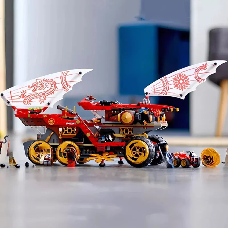 Ninja Reward Land Chariot Aircraft Transformed into Mecha Samurai Minifigure Dragon 70677 Assembled Building Block Toy Gift