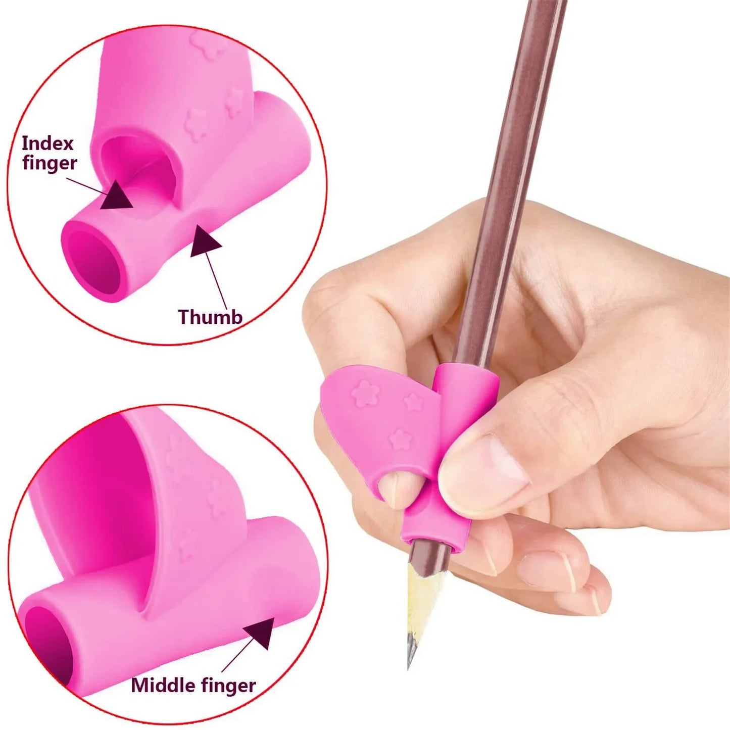 3pcs Pencil Grip Writing Corrector Posture Correction Tool Ergonomic Finger Trainer Children Pen Writing Grip Holders for Kids