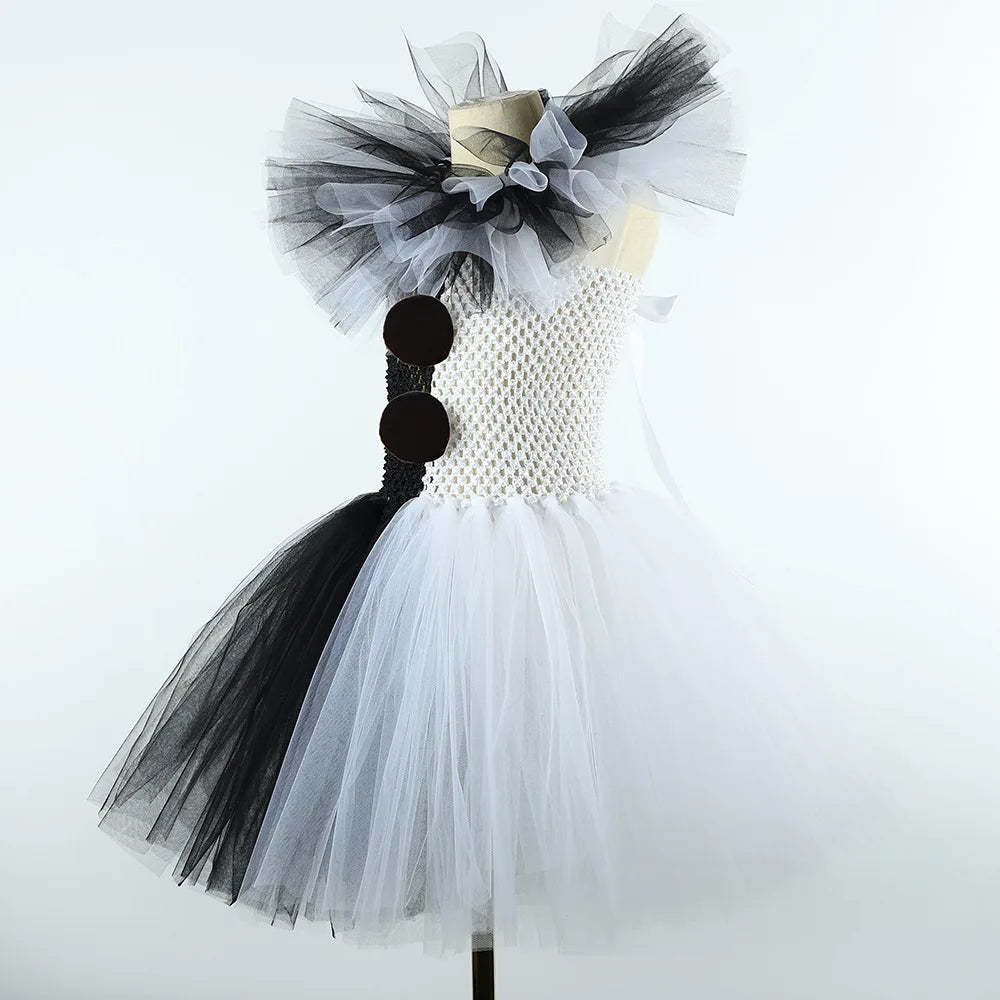 The Clown Costume Terrifier Art Girl Black White Fancy Tutu Dress Horror Joker Dress for Girls Halloween Carnival Party Costumes