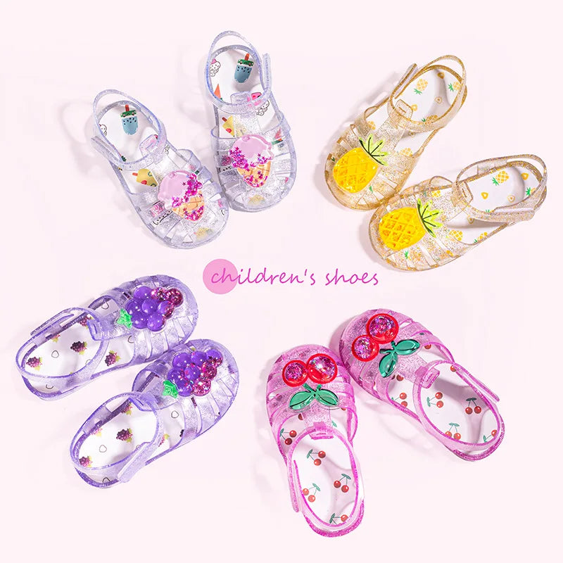 New Summer Kids Cute Cartoon Sweet Jelly Sandals Children Original Fruit Clogs Shoes for Toddler Non Slip Soft Sole Sandalsl