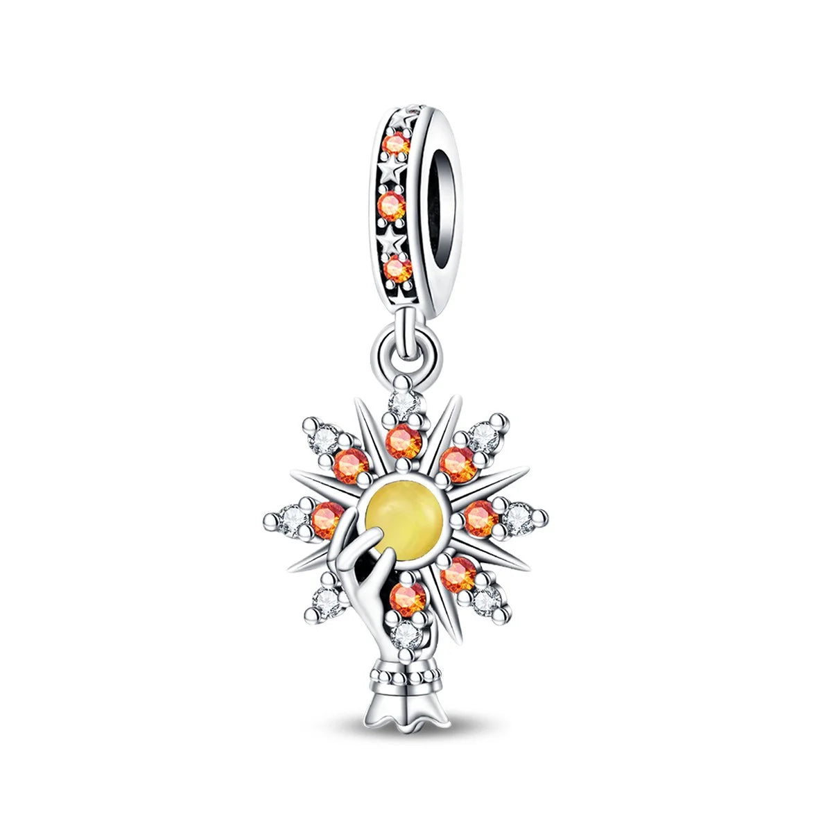 2026 S925 Silver Plated Paved Golden Ring Charm Luxury Stone Shell Nature Strength Cowboy Textured Safety Chain Fine Jewelry