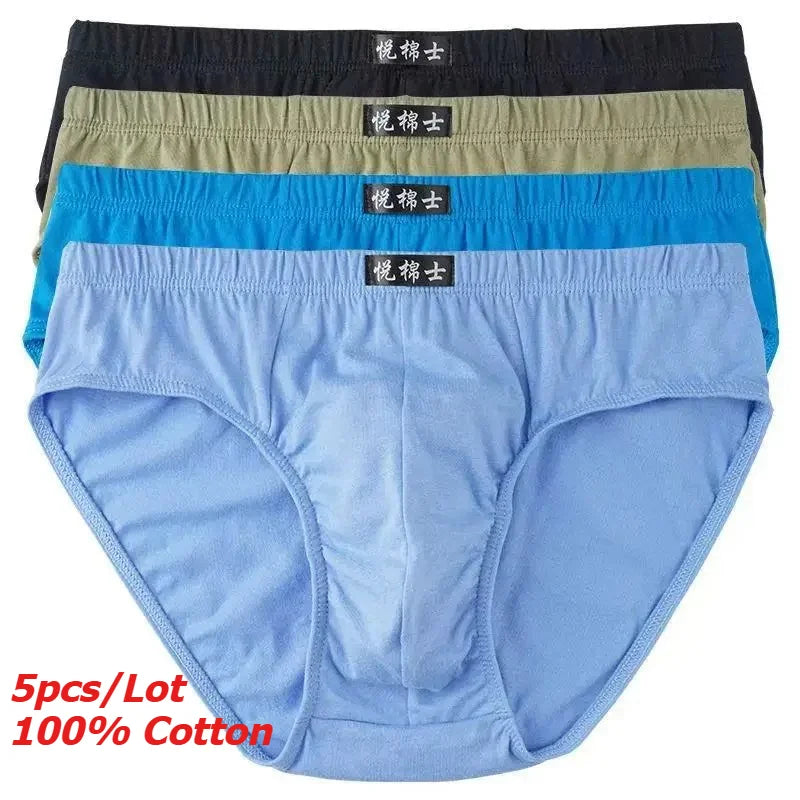 5 Pack Men's Cotton Briefs Underwear - Soft Breathable Boxer Shorts for Men (S-6XL) - Daily Comfort Underpants