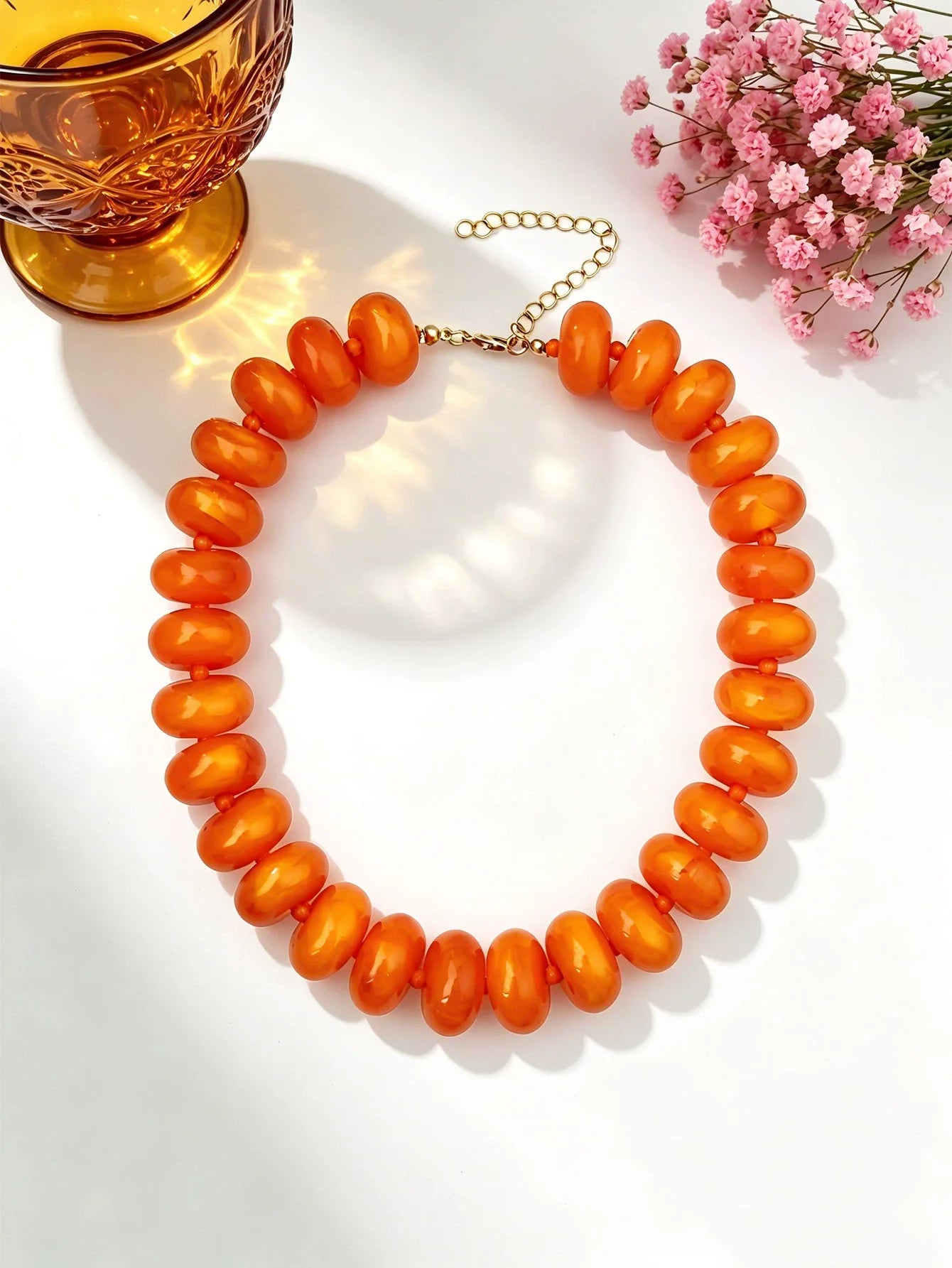 Bohemian Fashion Casual Dopamine Resin Bead Necklace Charms Chunky Jewelry Suitable for Women Daily Vacation Wear
