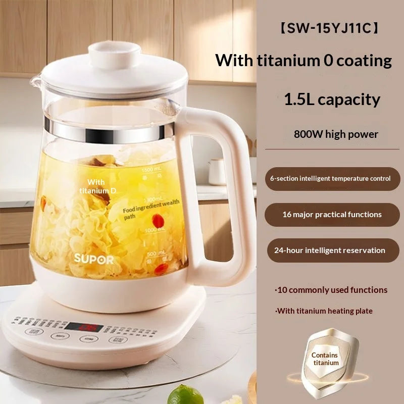 Supor Titanium Health Pot 2026 New Office Tea Kettle with Stewing and Boiling Functions