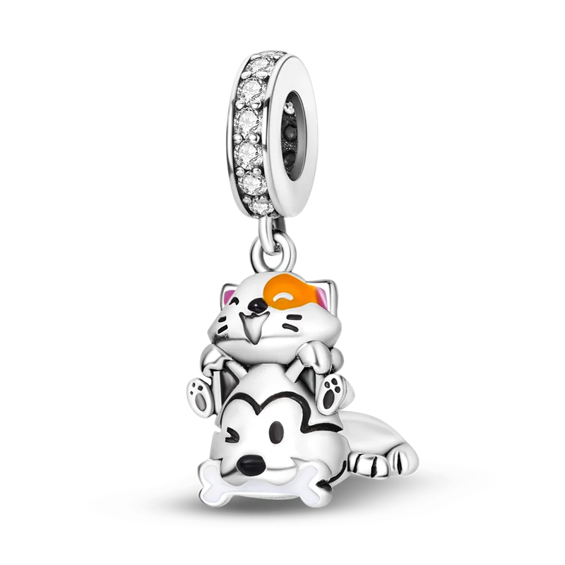 925 Silver elephant lion rhinoceros dinosaur Animal Charms Beads Fit 4MM hole diamet Bracelets Fine DIY Christmas Jewelry Gifts