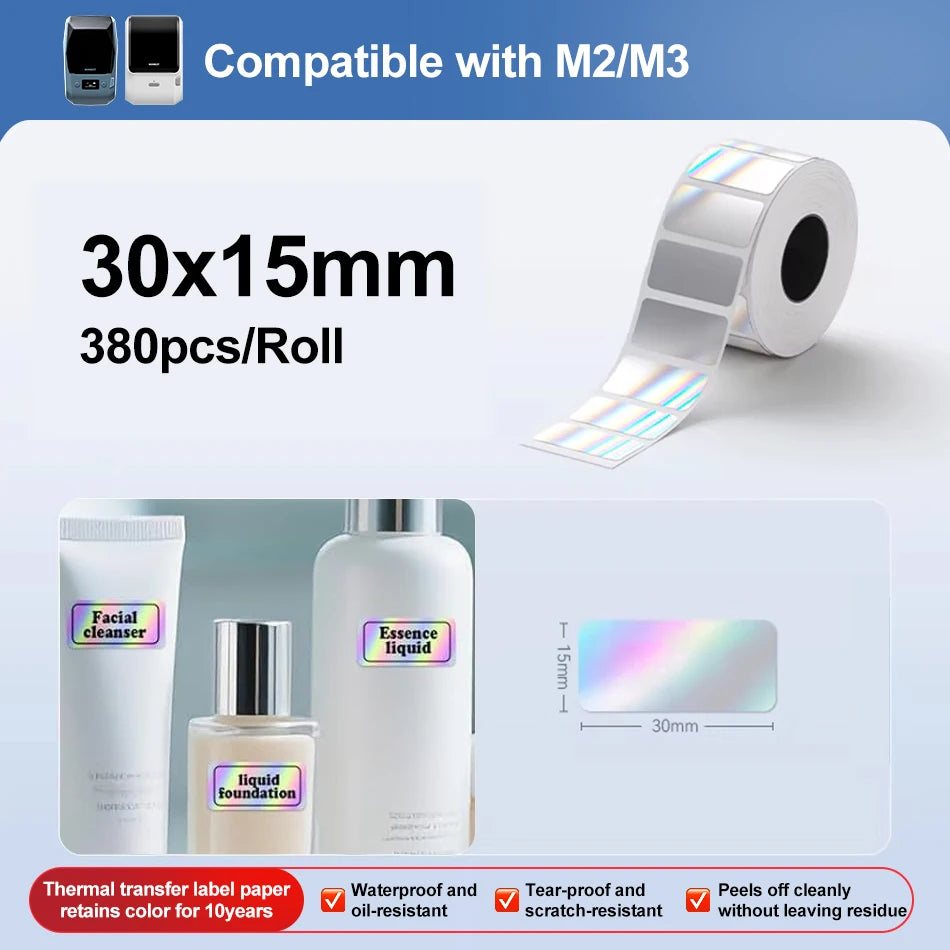 Niimbot M2/M3 Laser-color Silver/Matte Silver Labels Thermal Transfer Printing Paper Round Square Sticker for Niimbot M2 Printer