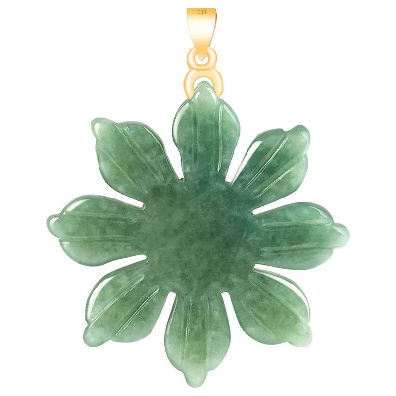 Natural A-grade Burma Jade Sunflower Charms S925 Silver Button Head Bean Seed Jadeite Pendant Women's Gift Jewelry Drop Shipping
