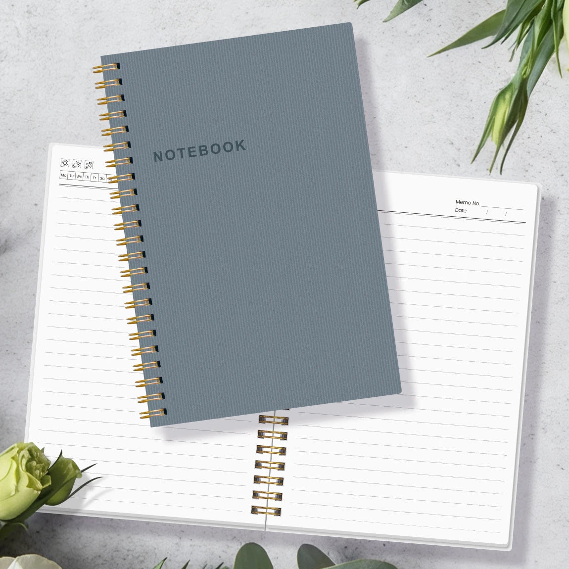 A5 Spiral Notebook Journal with Waterproof Hardcover, Thick Lined Paper & Transparent Protective Cover