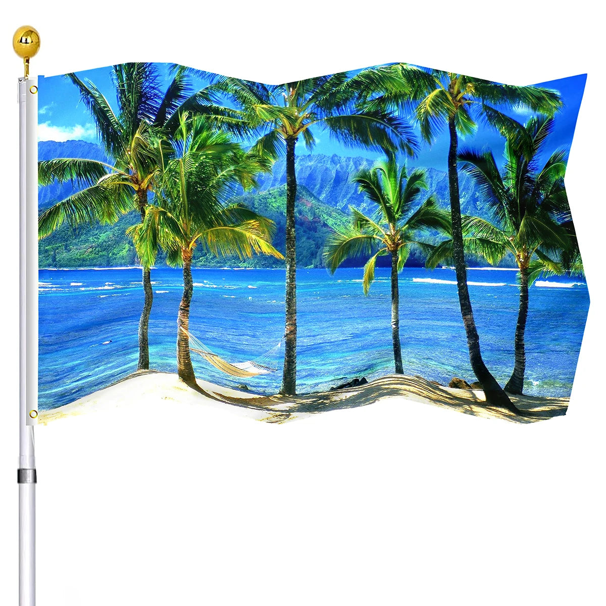 Summer Beach Holiday Decorative Flag Seaside Sunset Chairs Coconut Trees Flags House Indoor Outdoor Decor with Brass Grommets