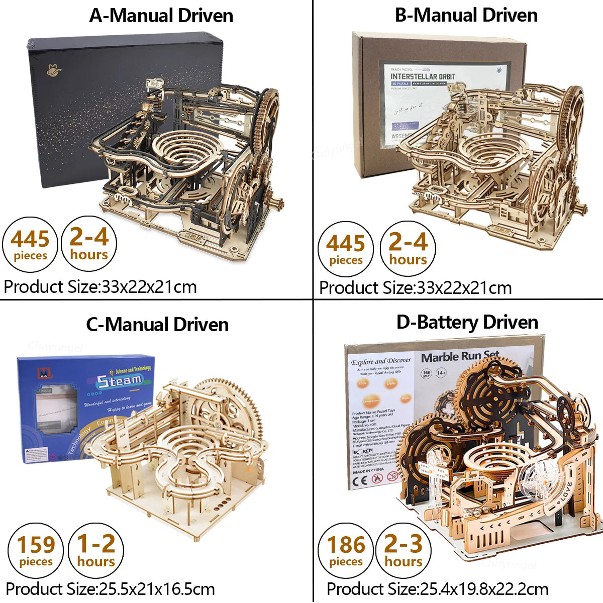 3D Wooden Puzzle DIY Marble Run Building Model Kit STEM Educational Construction Toys for Kids Adults Teens Boys Girls Gifts