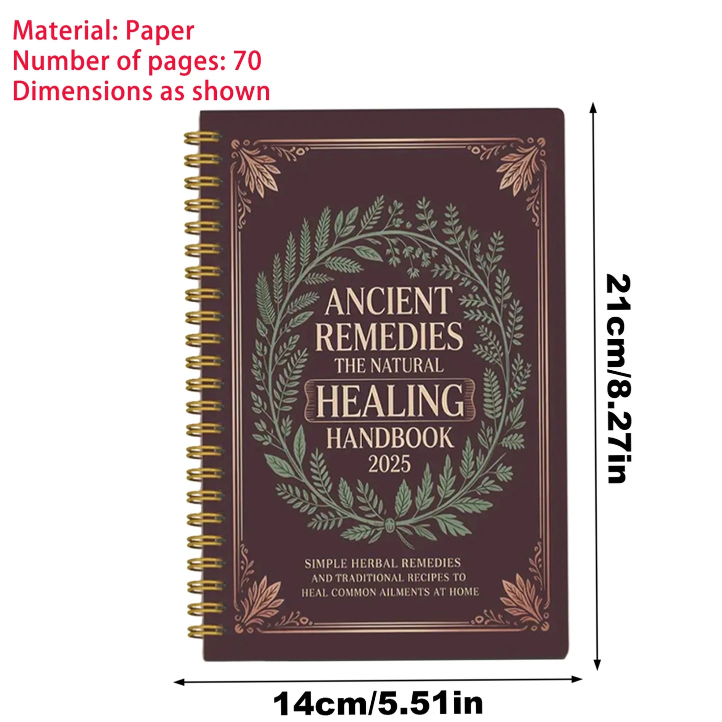 250x176x10mm Human Health Guide Book Plant Theme Eating Recipe Spiral Binding Natural Book for Family Adult Elderly Chef Study